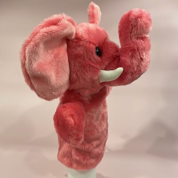 Aurora Pink Elephant Hand Puppet 10” long Excellent Used Condition For Kids - Picture 3 of 7